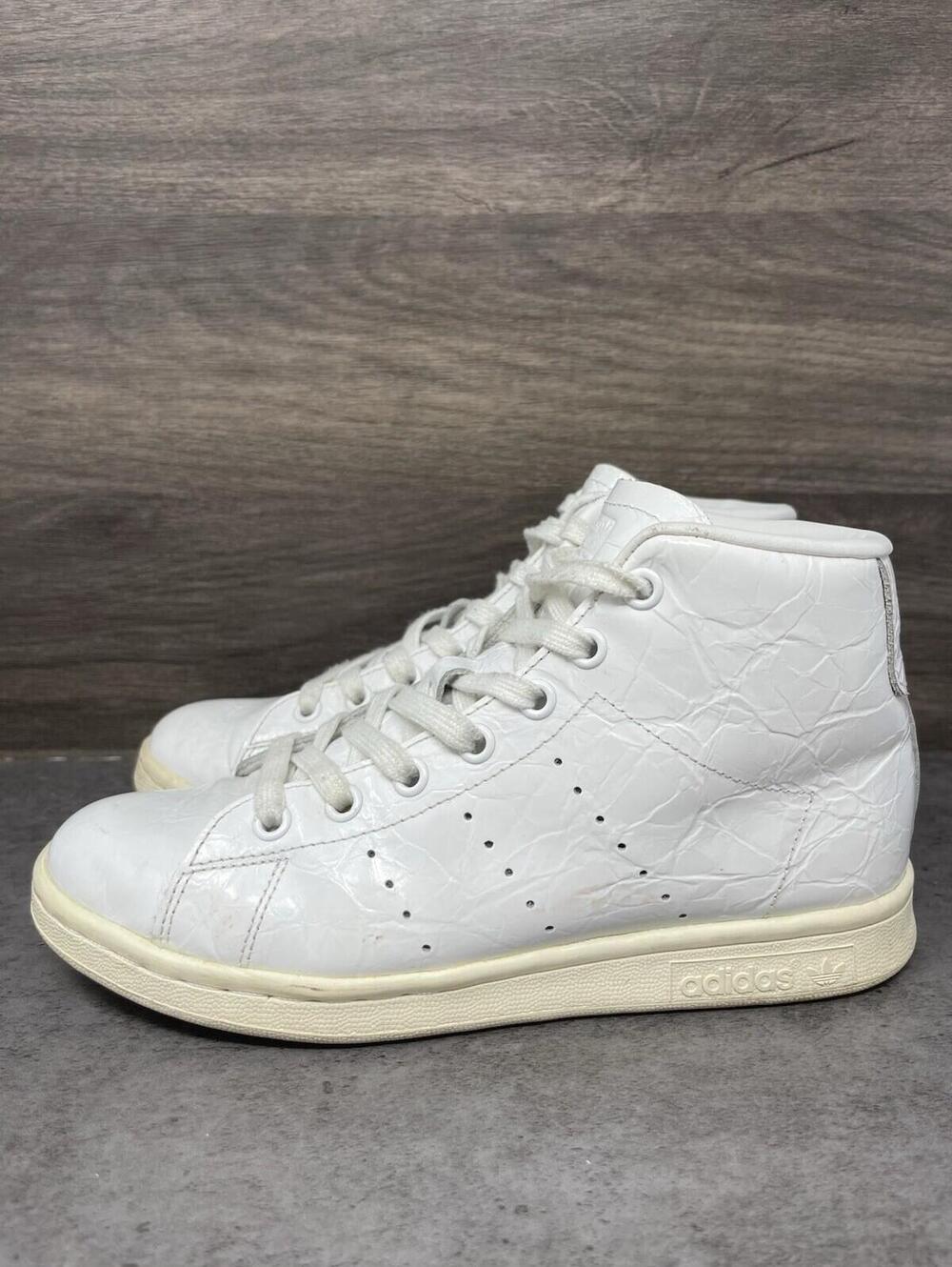 Adidas Stan Smith Mid Sneakers Womens Size 6 White Patent Leather